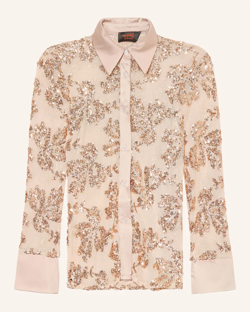 Miss Goodlife Hemdbluse Aus Mesh Mit Pailletten gold Taupe