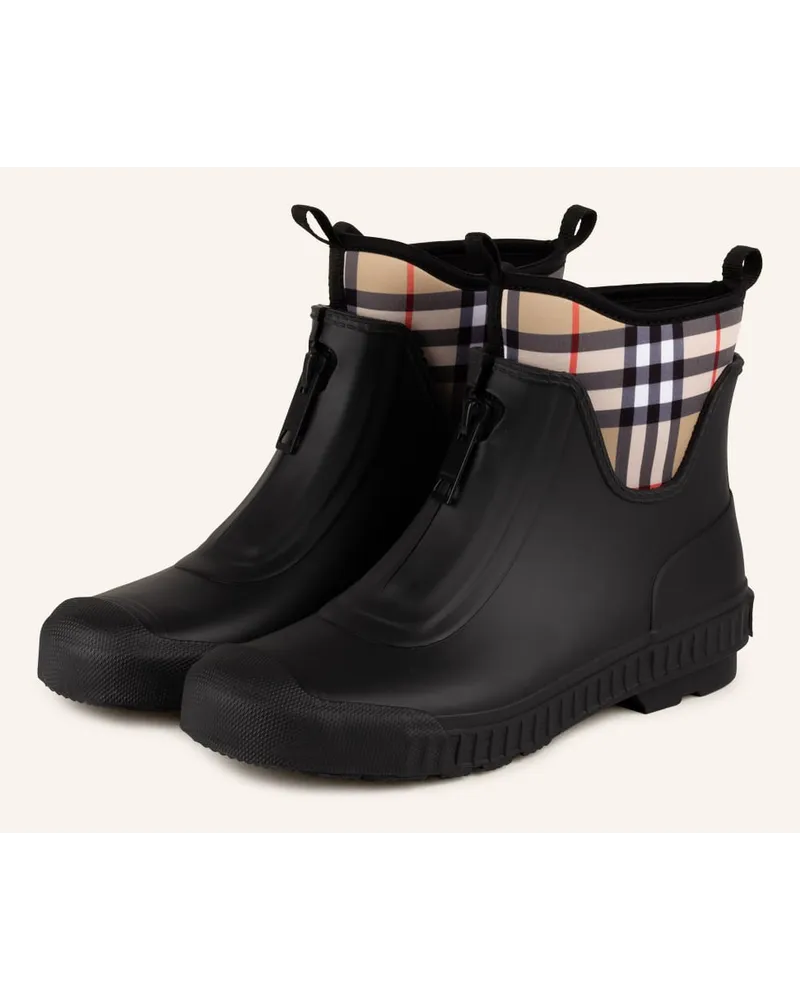 Burberry Gummi-Boots FLINTON - SCHWARZ/ BEIGE Schwarz