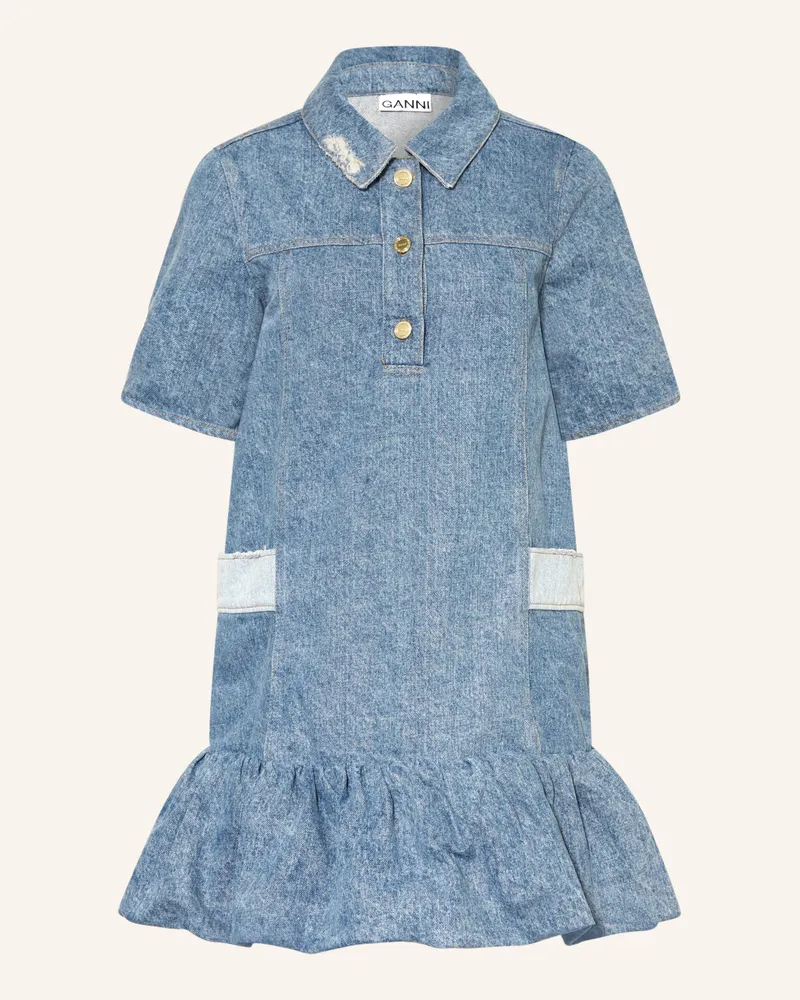 Ganni Jeanskleid blau Blaugrau