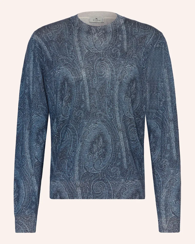 Etro Longsleeve mit Seide und Cashmere Blau