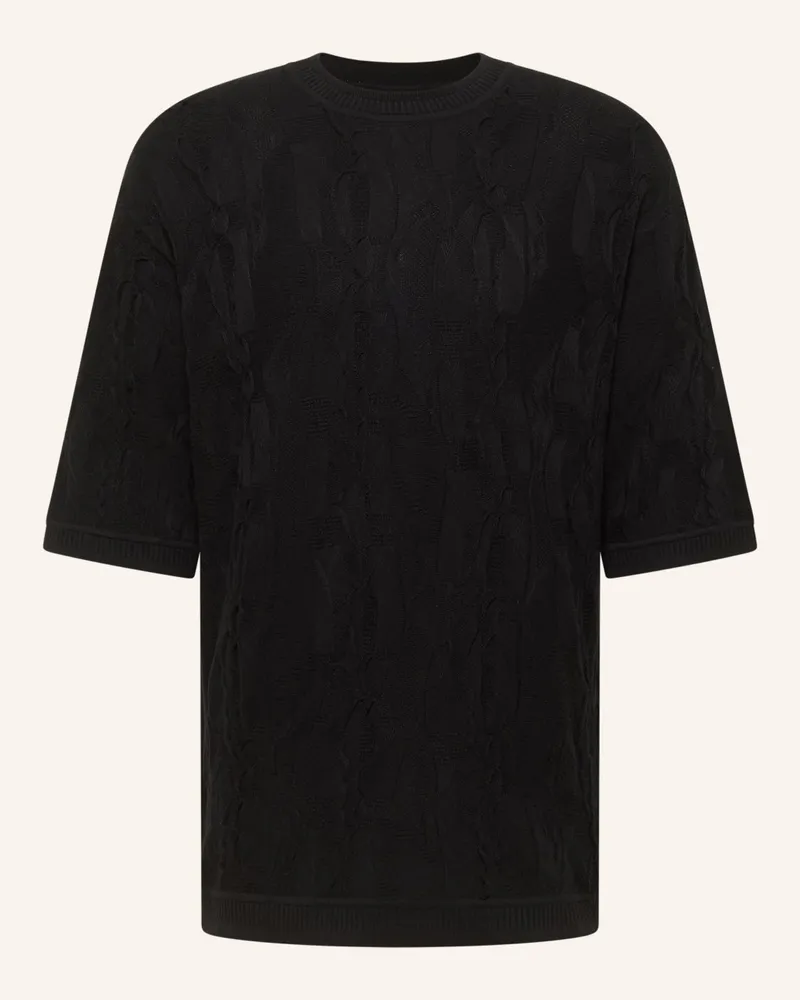 Carlo Colucci 3D Strick T-Shirt FAVETTA Schwarz