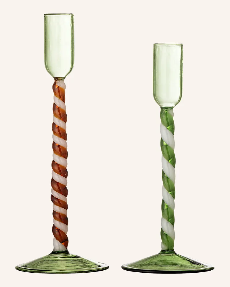 Bloomingville 2er-Set Kerzenhalter Swirlie gruen Grün