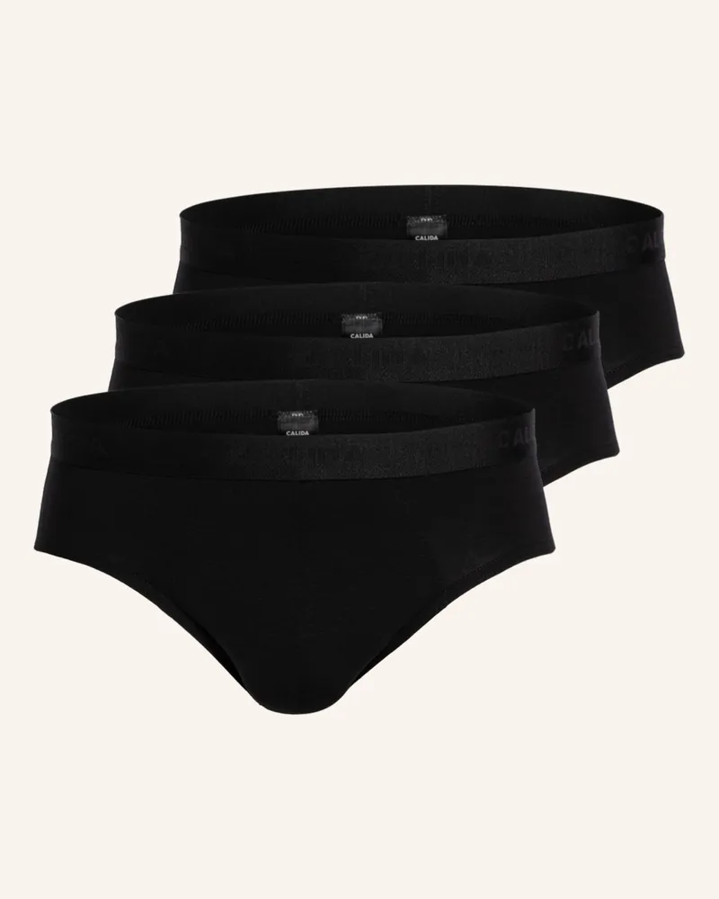 Calida 3er-Pack Slips Natural Benefit schwarz Schwarz
