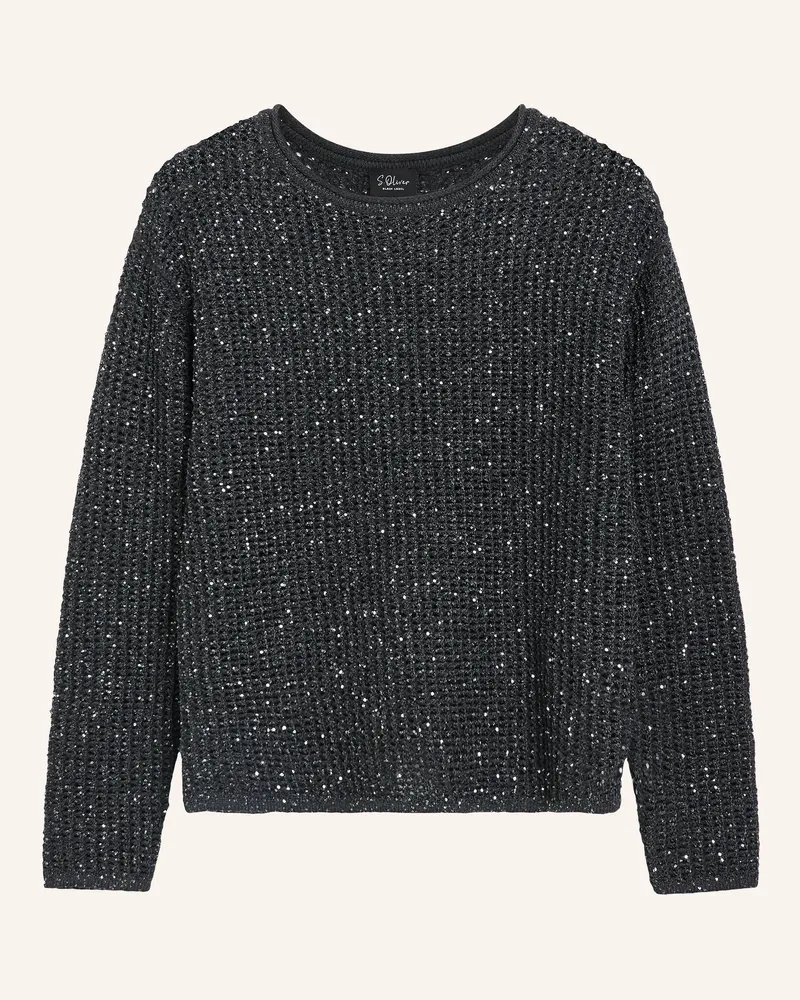 S.Oliver Pullover Mit Pailletten grau Dunkelgrau
