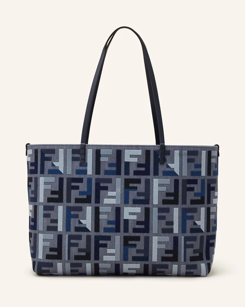 Fendi Shopper Roll Large Mit Pouch blau Blaugrau
