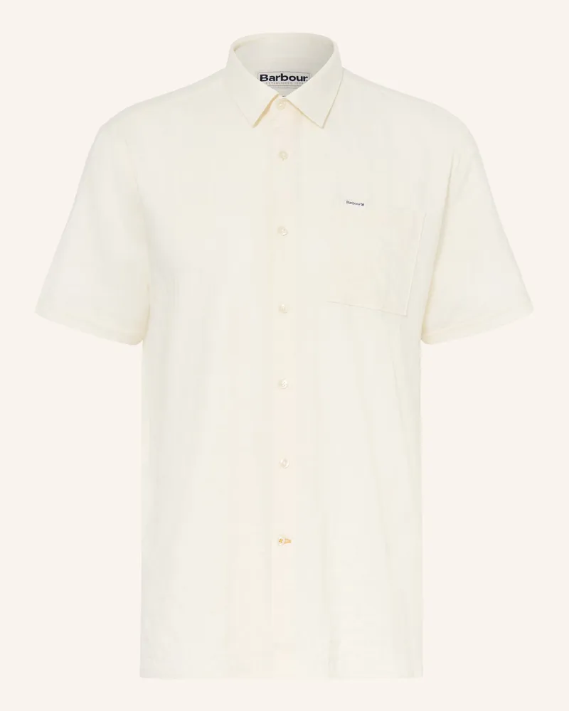 Barbour Kurzarm-Hemd Kingswood Relaxed Fit weiss Creme