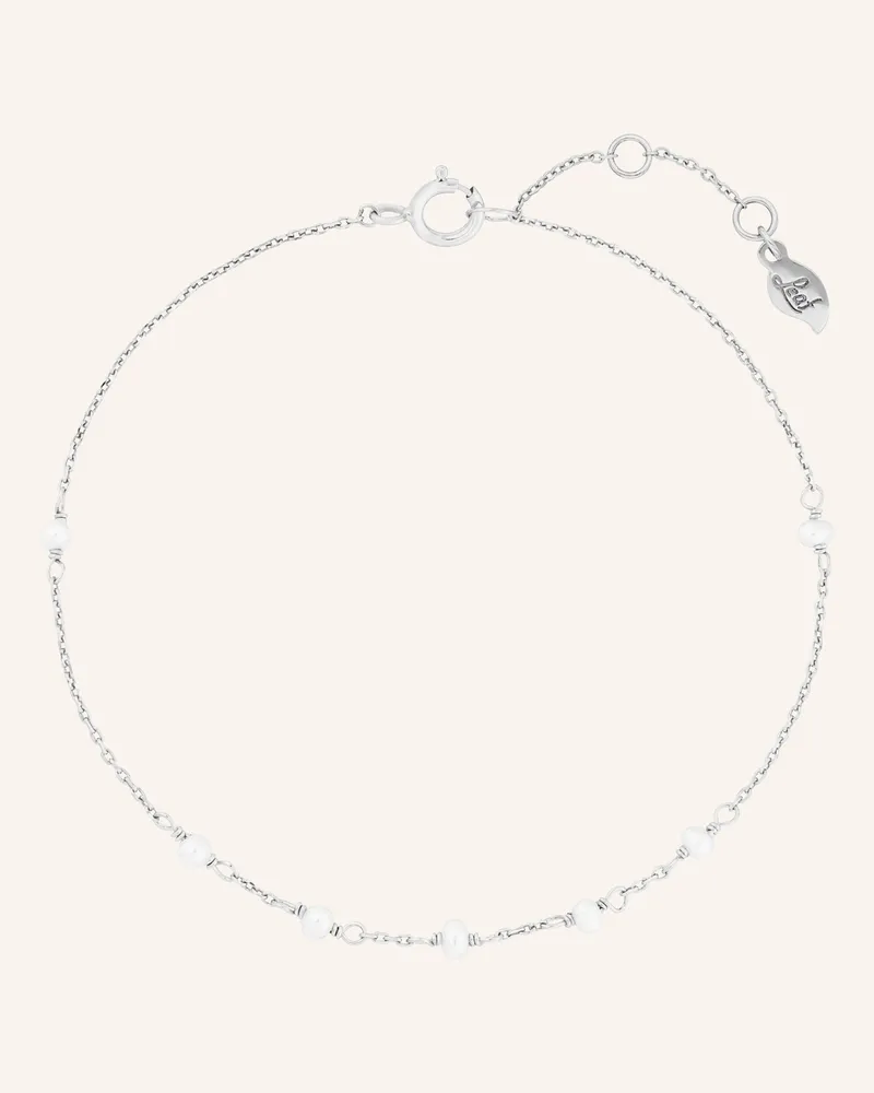 Leaf Armband White Pearls Aus 14 Karat Weißgold silber Weissgold