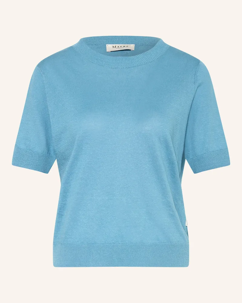 Maerz Strickshirt Mit Leinen blau Petrol