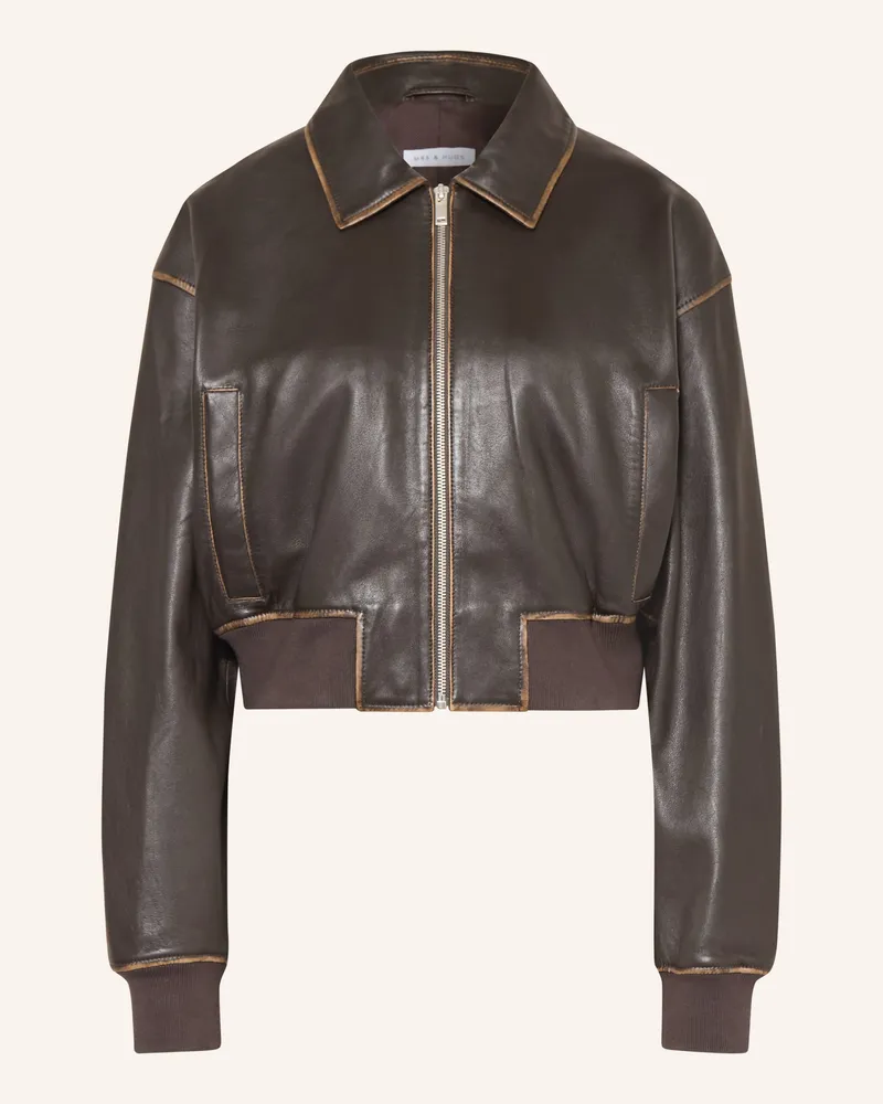 Mrs & HUGS Lederblouson braun Dunkelbraun