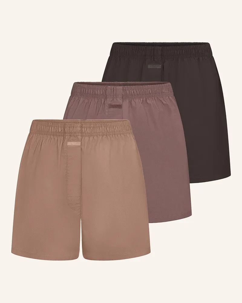 SKIMS 3er-Pack Boxershorts COTTON POPLIN Schwarz