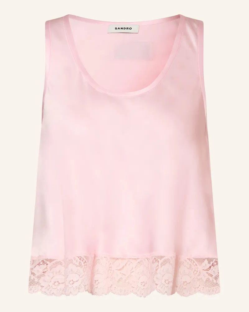 Sandro Satintop Mit Spitze rosa Rosé