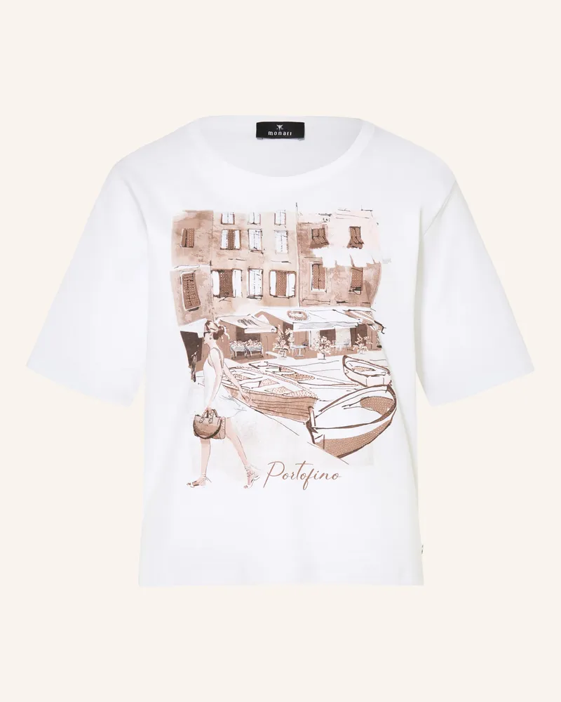 monari T-Shirt Mit Schmucksteinen beige Weiss