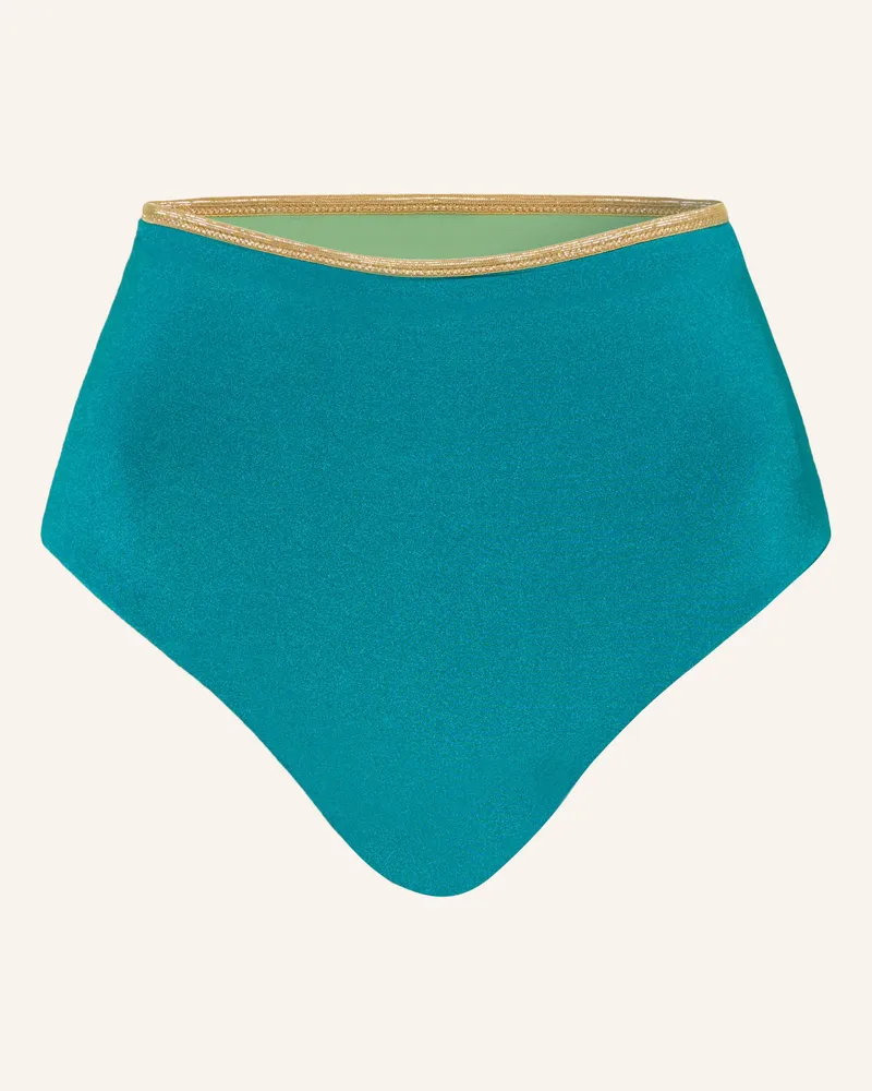 MYMARINI Highwaist-Bikini-Hose Shine Zum Wenden Mit Uv-Schutz 50+ gruen Türkis