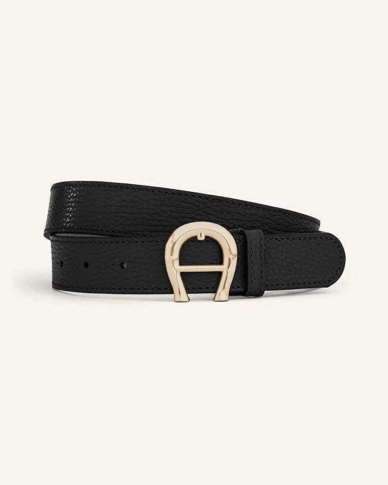 Aigner Ledergürtel LOGO Schwarz