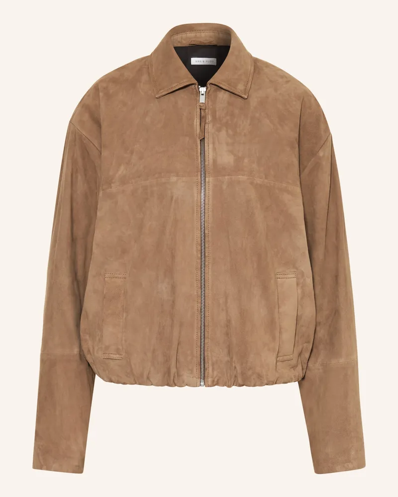 Mrs & HUGS Lederjacke Cognac