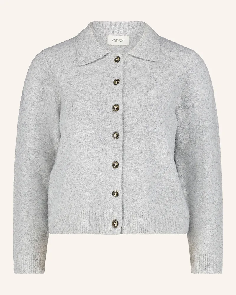 Cartoon Strickjacke grau Hellgrau