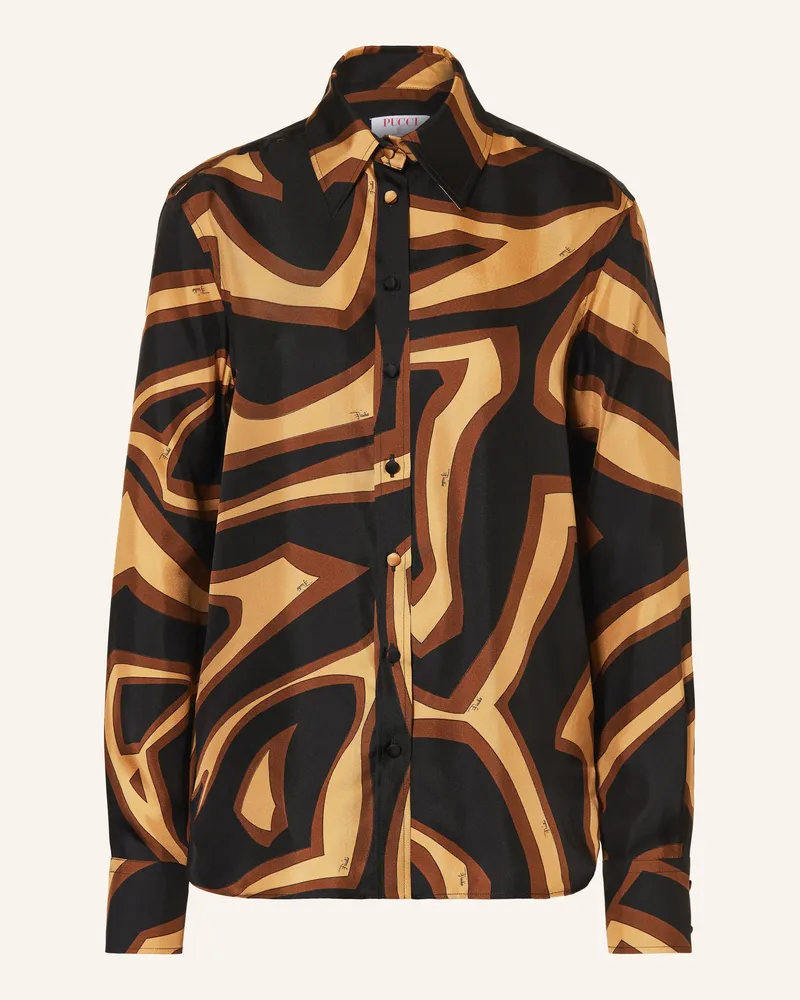 Emilio Pucci Hemdbluse aus Seide Schwarz