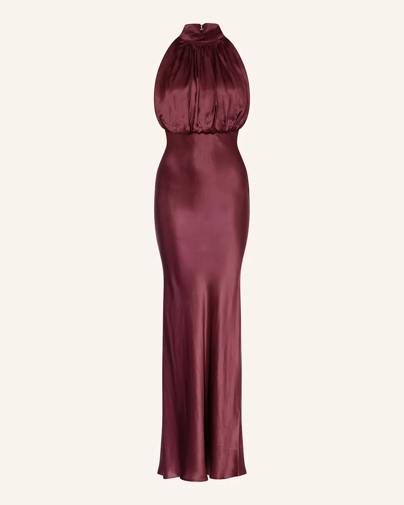 ROTATE Birger Christensen Seidenkleid Dunkelrot