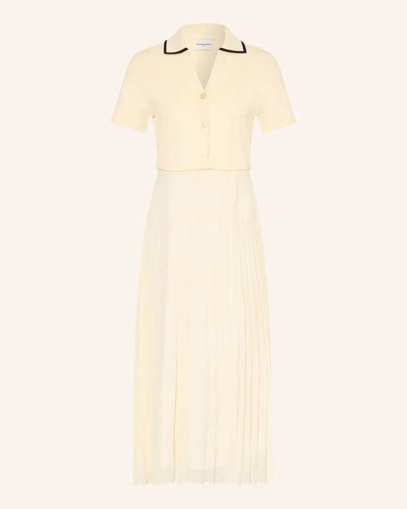 Claudie Pierlot Kleid Im Materialmix Mit Plissees beige Hellgelb