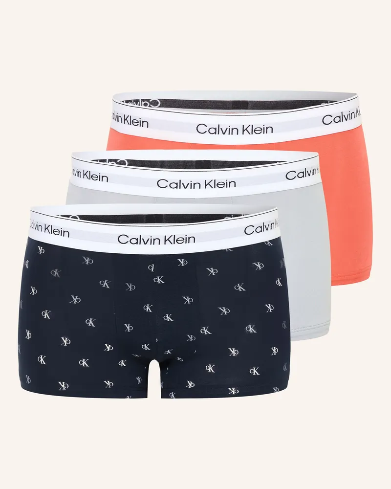 Calvin Klein 3er-Pack Boxershorts Icon Cotton Stretch Low Rise rot Dunkelblau