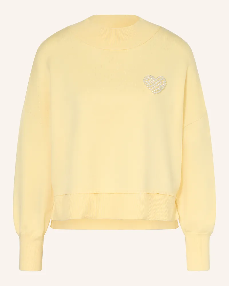 MARC AUREL Pullover Mit Schmuckperlen gelb Weiss