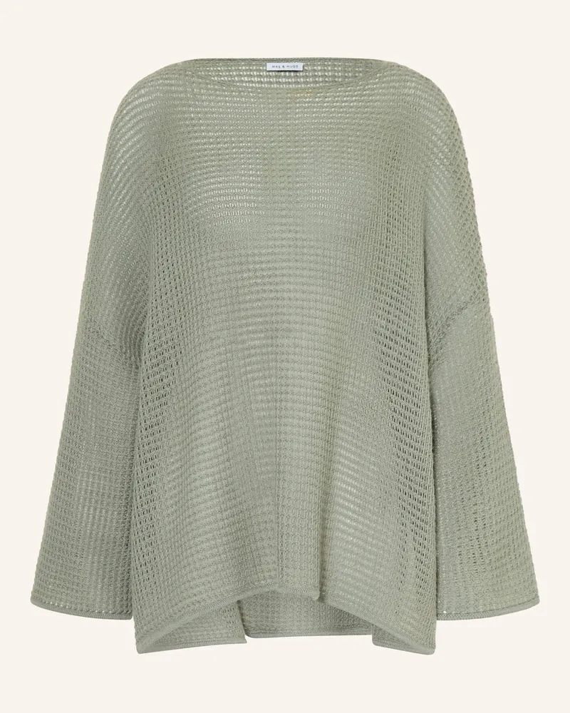 Mrs & HUGS Oversized-Pullover Mit Cashmere gruen Khaki