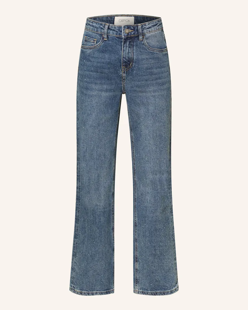 Cartoon Straight Jeans mit Schmucksteinen 8620