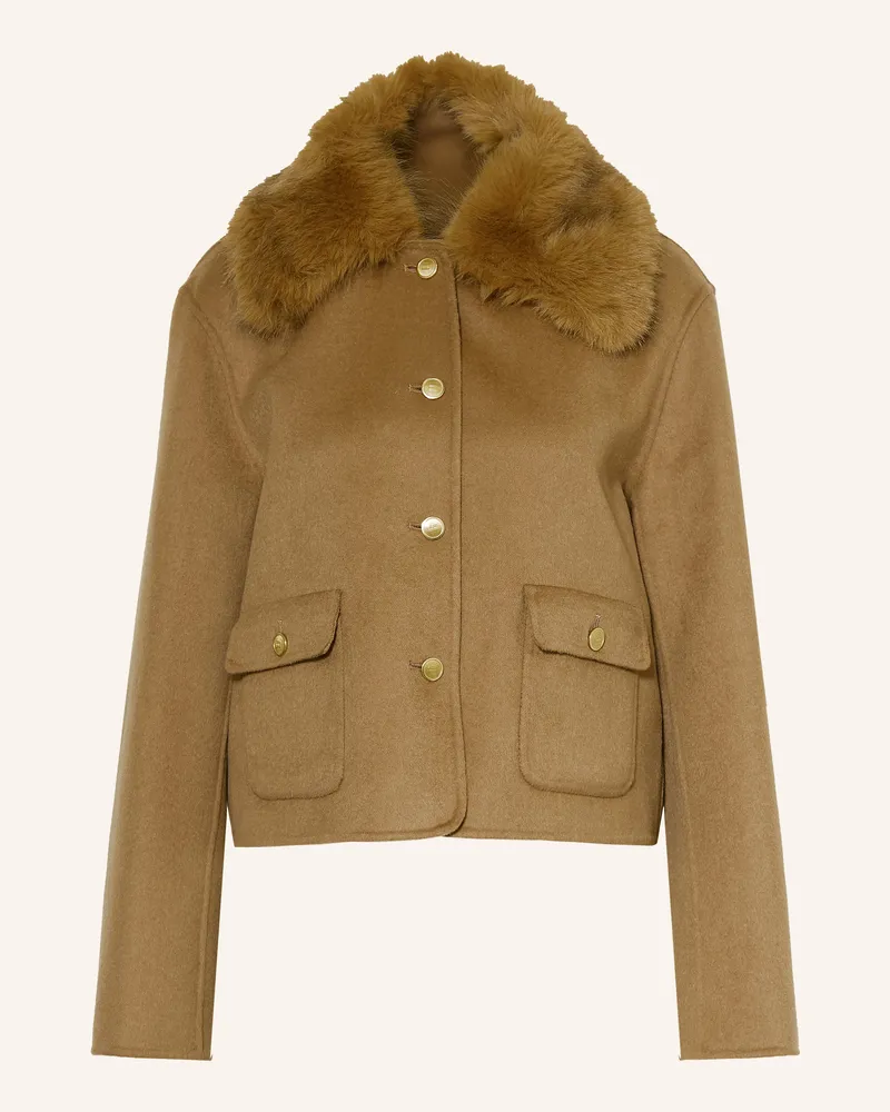 Tommy Hilfiger Kastenjacke Mit Abnehmbarem Kunstfell-Kragen braun Camel