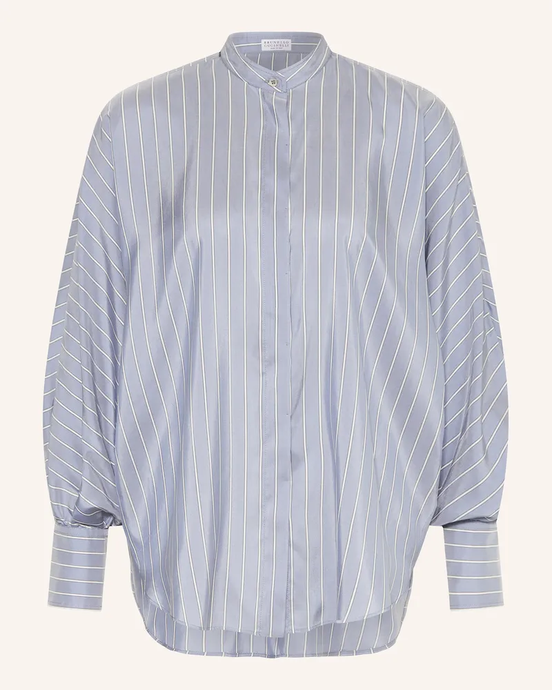 Brunello Cucinelli Hemdbluse aus Seide Blaugrau