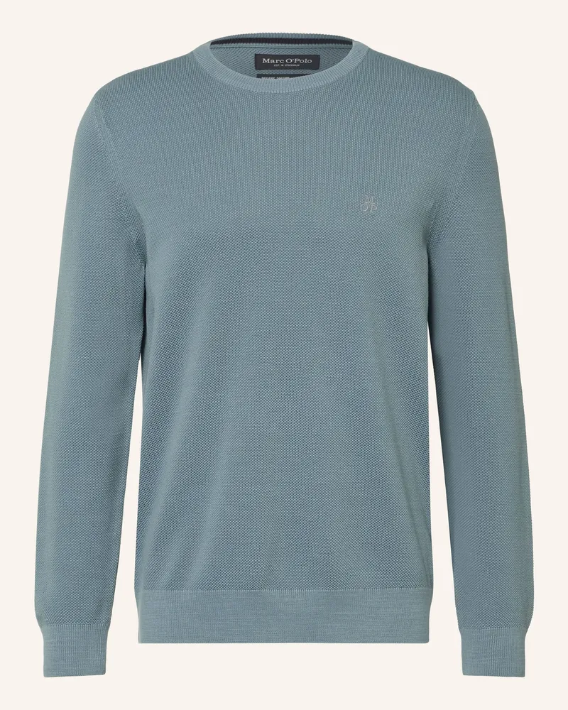 Marc O'Polo Piqué-Pullover blau Blaugrau
