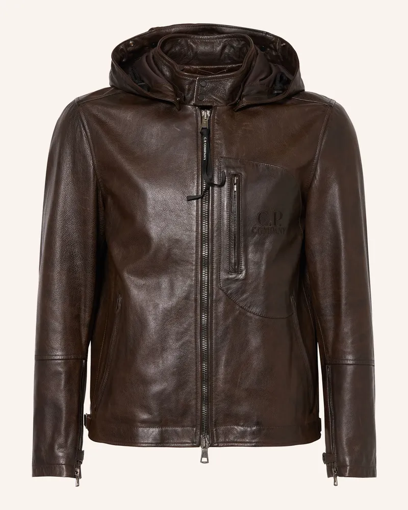 C.P. Company Lederjacke Mit Abnehmbarer Kapuze braun Dunkelbraun