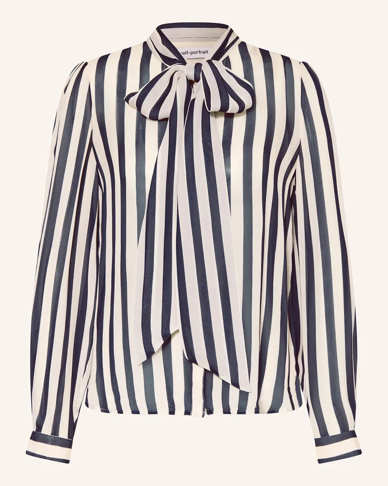 Self-Portrait Schluppenbluse blau Creme