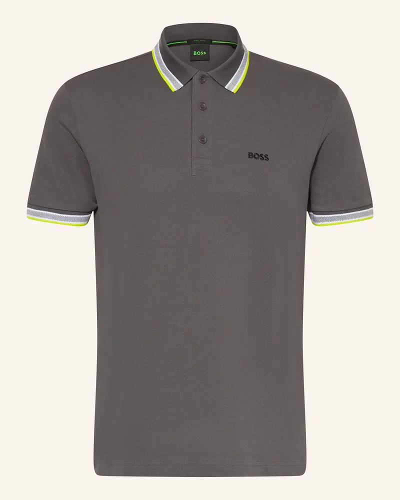 HUGO BOSS Piqué-Poloshirt PADDY CURVED Regular Fit Grau