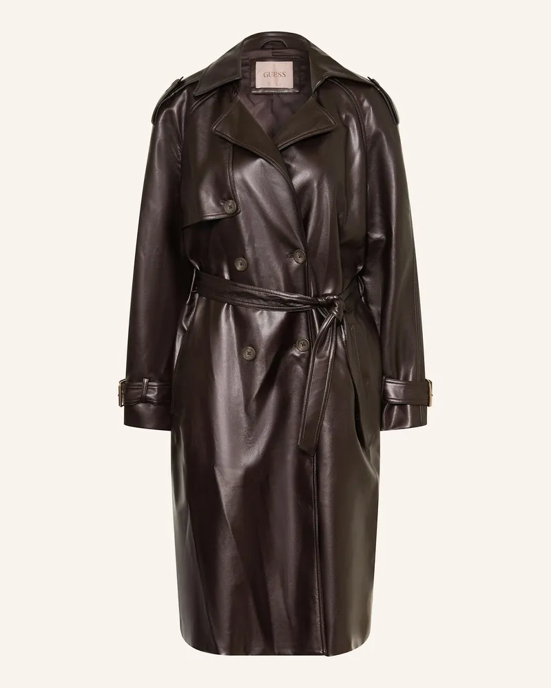 Guess Trenchcoat BIANKA in Lederoptik Dunkelbraun