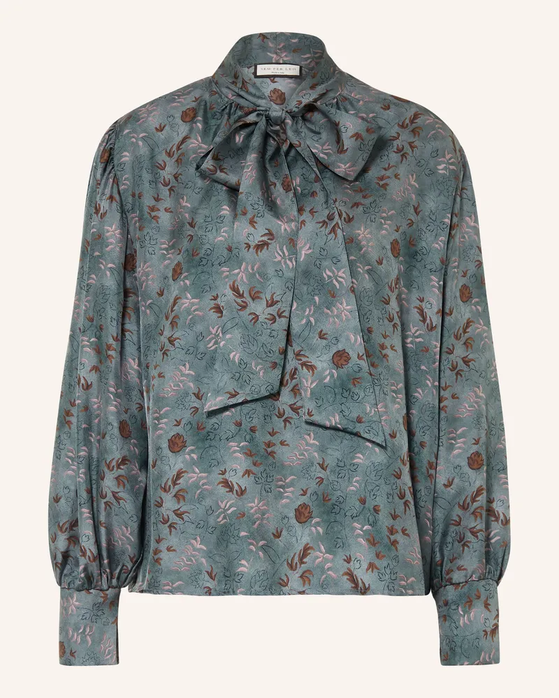 SEM PER LEI Seidenbluse Mit Schluppe grau Grau