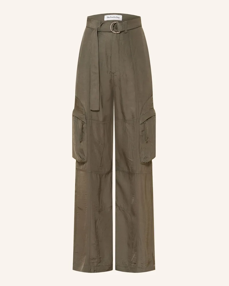 FRANKIE Shop Cargohose Kelly Fluid Aus Satin gruen Khaki