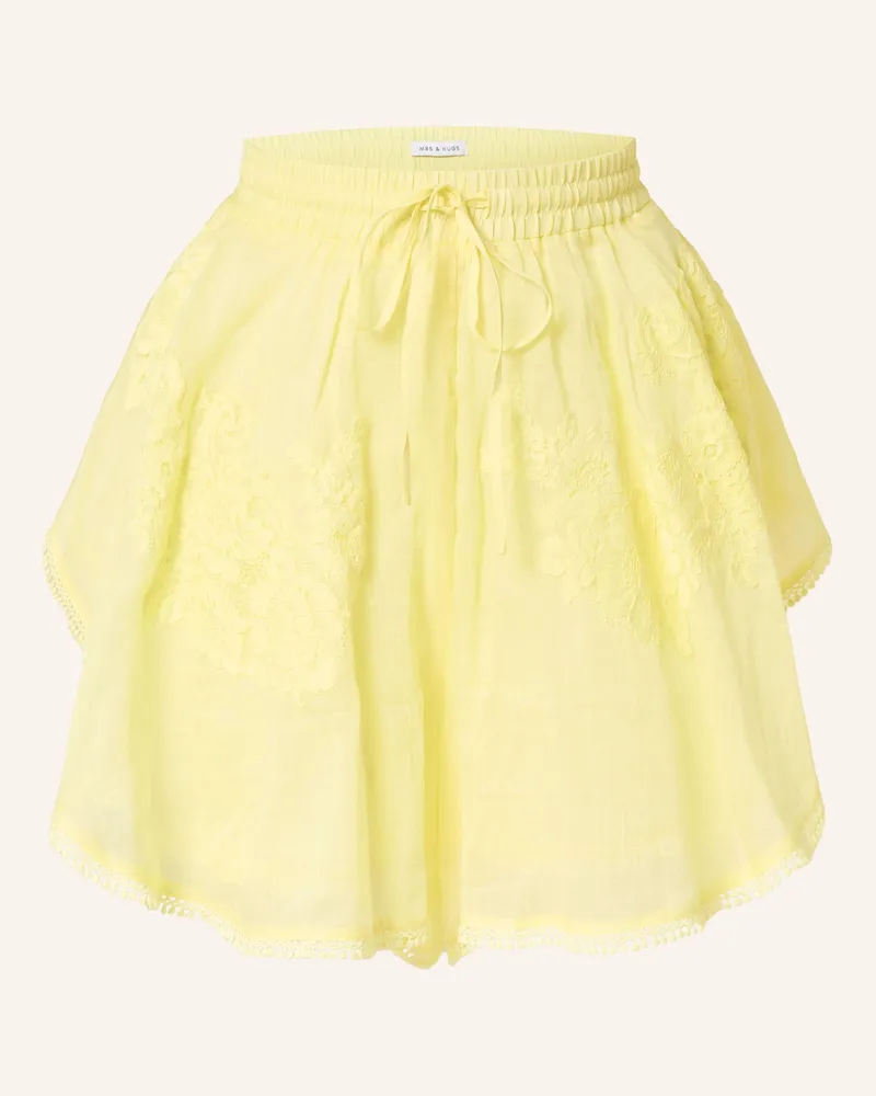 Mrs & HUGS Shorts Mit Spitze gelb Hellgelb