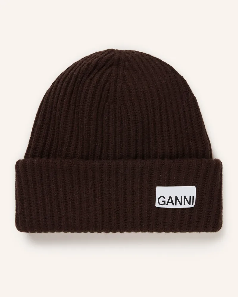 Ganni Mütze Dunkelbraun