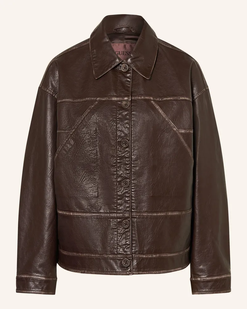 Guess Jacke Denise Tokyo In Lederoptik braun Dunkelbraun
