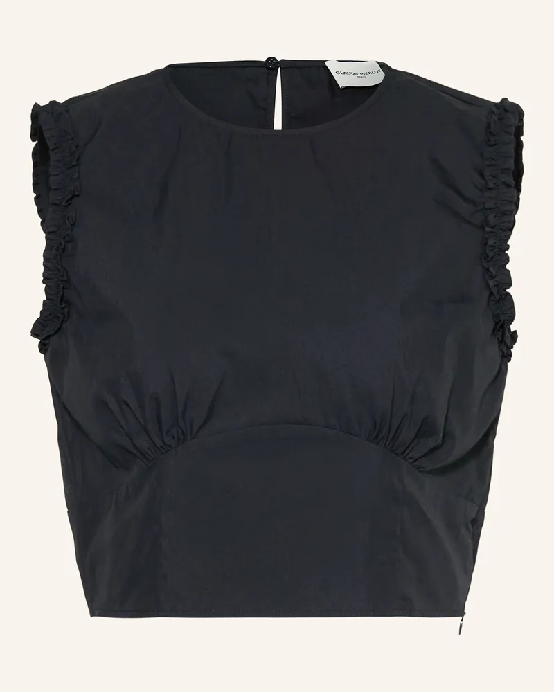 Claudie Pierlot Cropped-Top Mit Rüschen blau Dunkelblau