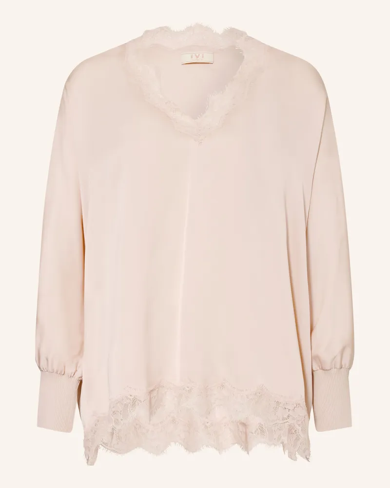IVI Collection Blusenshirt Mit Seide weiss Hellrosa