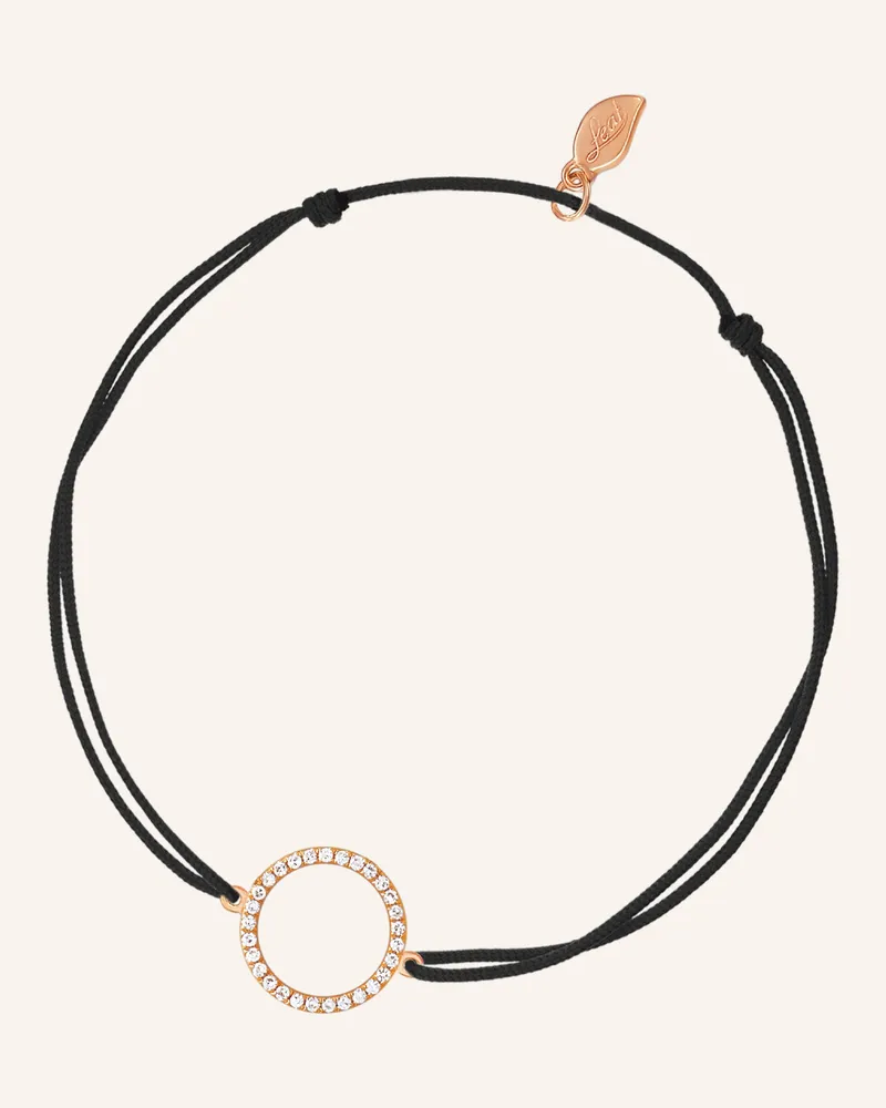 Leaf Freundschaftsarmband CIRCLE aus 18 Karat Roségold mit Diamanten Schwarz