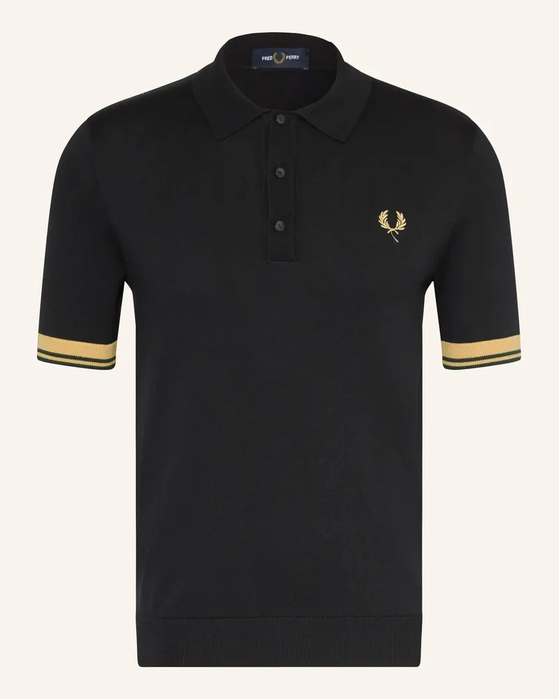 Fred Perry Strick-Poloshirt schwarz Schwarz