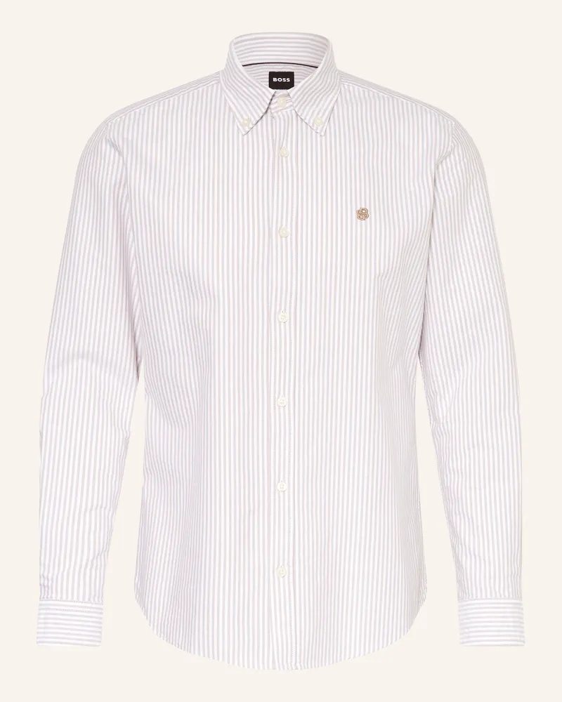 HUGO BOSS Hemd Roan Slim Fit beige Weiss