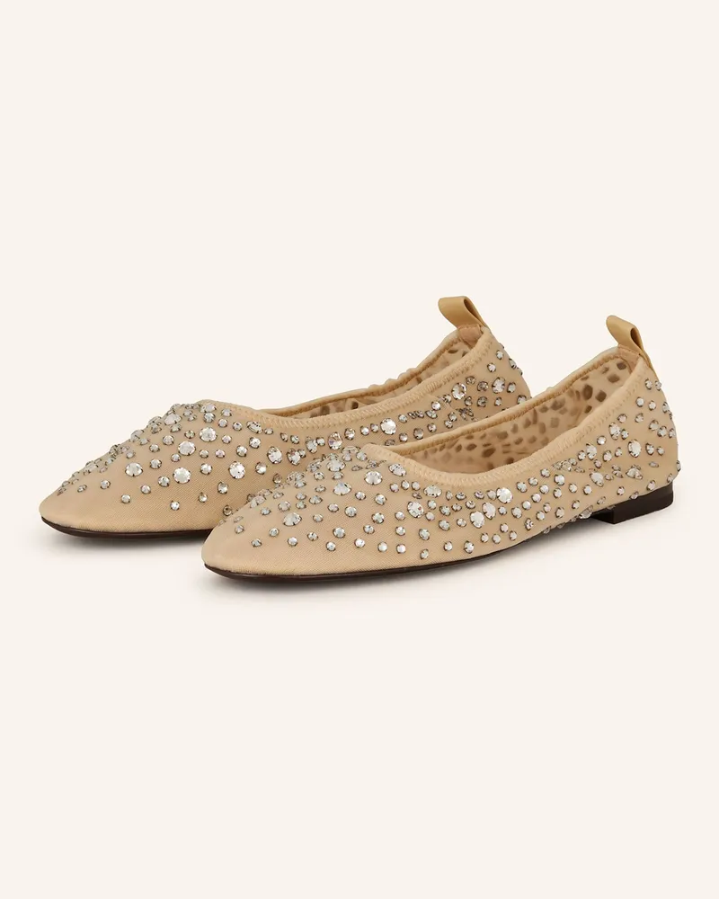 Tory Burch Ballerinas CRYSTAL mit Schmucksteinen Beige
