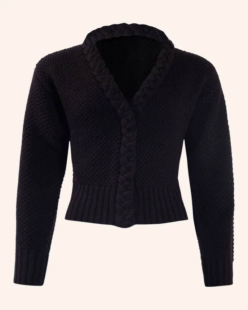 ADLYSH Jacke WOLLCARDIGAN MIT ZOPFSTRICK DETAIL Schwarz