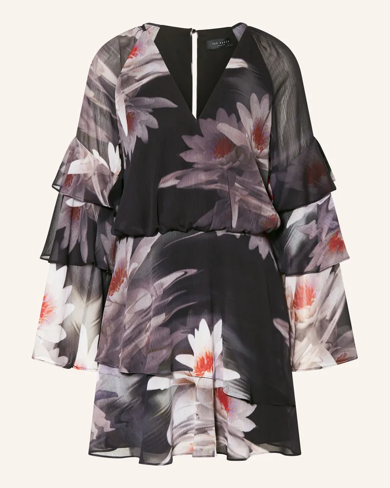 Ted Baker Kleid Nayvie Mit Volants schwarz Schwarz