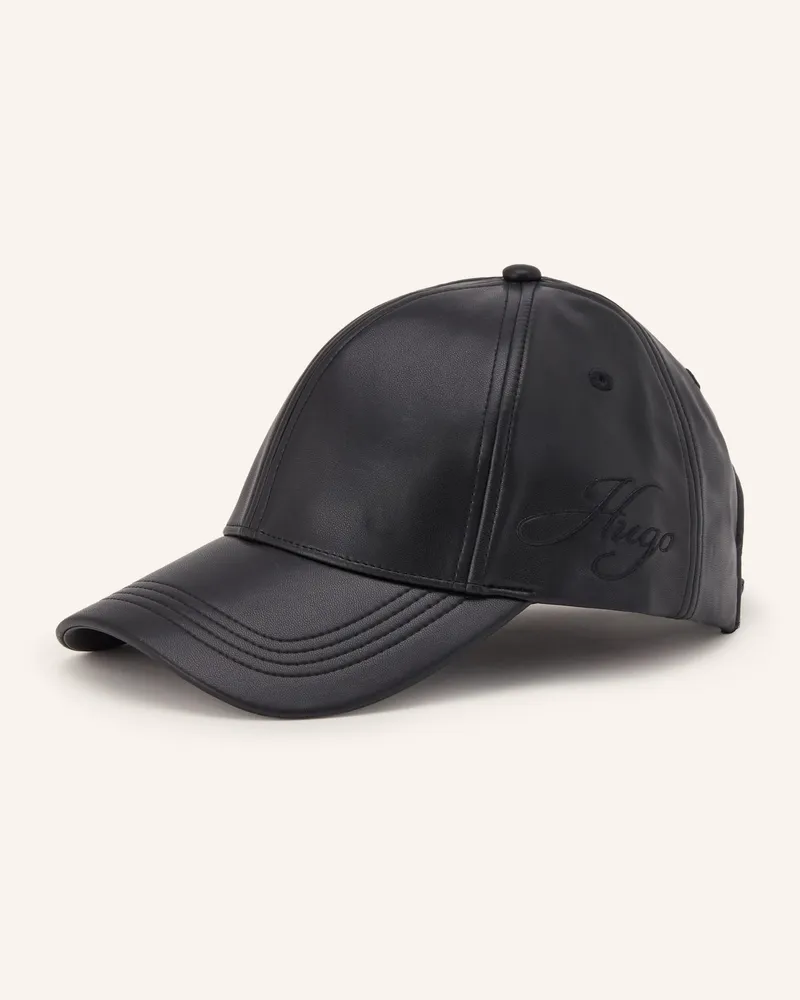 HUGO BOSS Cap Ally In Lederoptik schwarz Schwarz