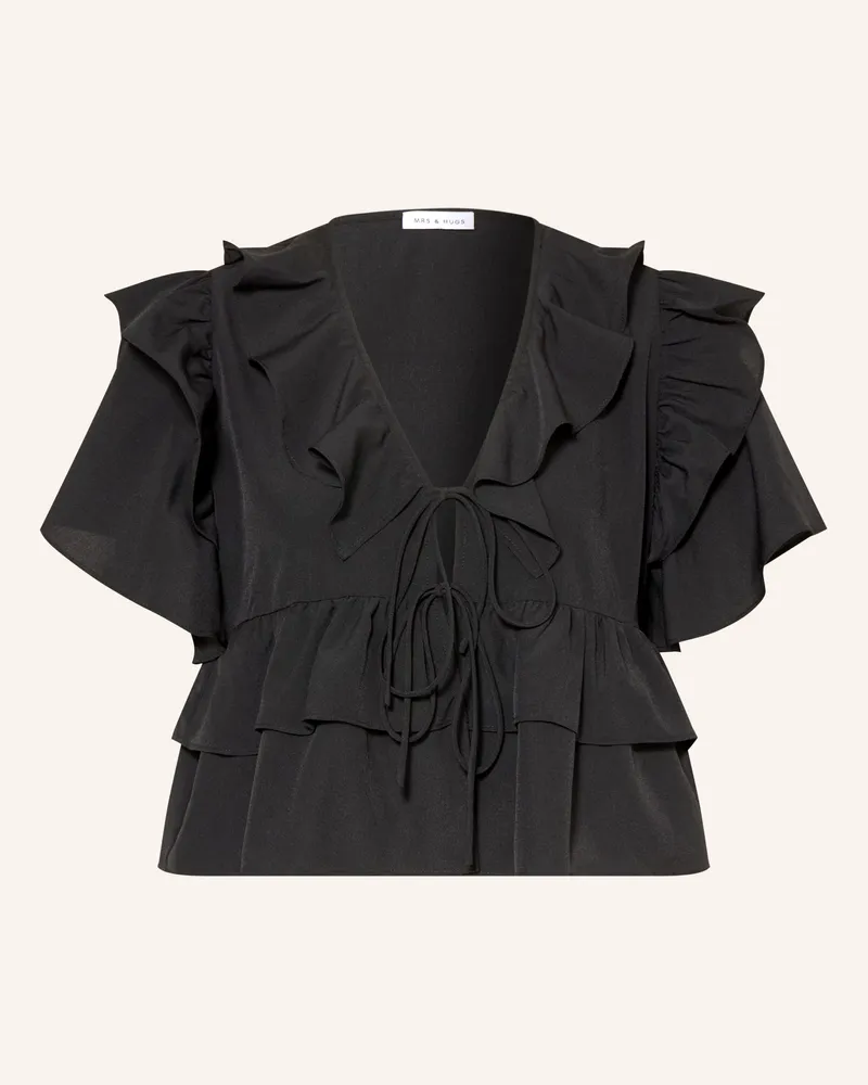 Mrs & HUGS Bluse mit Volants Schwarz