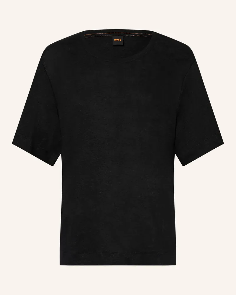 HUGO BOSS T-Shirt EMMA aus Leinen Schwarz